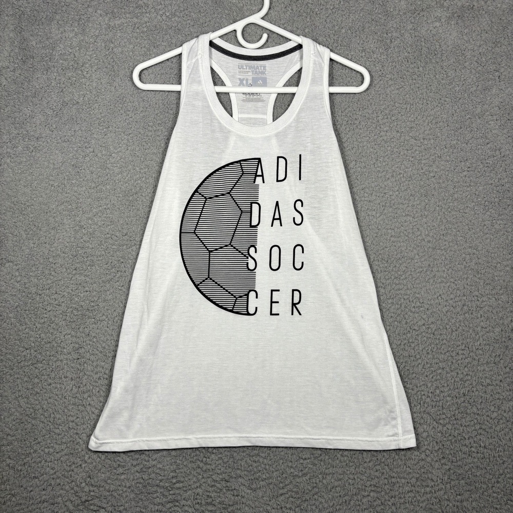 Adidas Soccer Ultimate Tank Top Womens XL White Racerback Climalite Graphic
